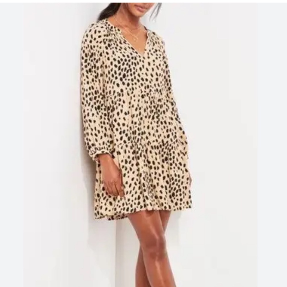 Vineyard Vines Tan and Black Long Sleeve Dress